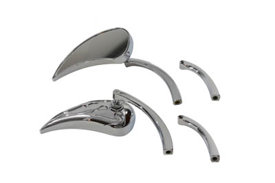 Tear Drop Mirror Set Billet Chrome - Click Image to Close