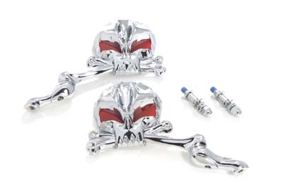 Skull Mirror Set with Bone Stem and Red Eyes - Click Image to Close