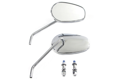 Teardrop Mirror Set with Round Stems, Chrome