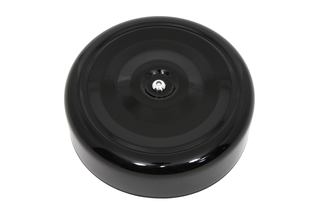 Black Round Bobbed Style 7" Air Cleaner Cover - Click Image to Close