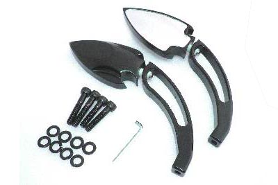 Spade Mirror Set with Billet Stems - Click Image to Close