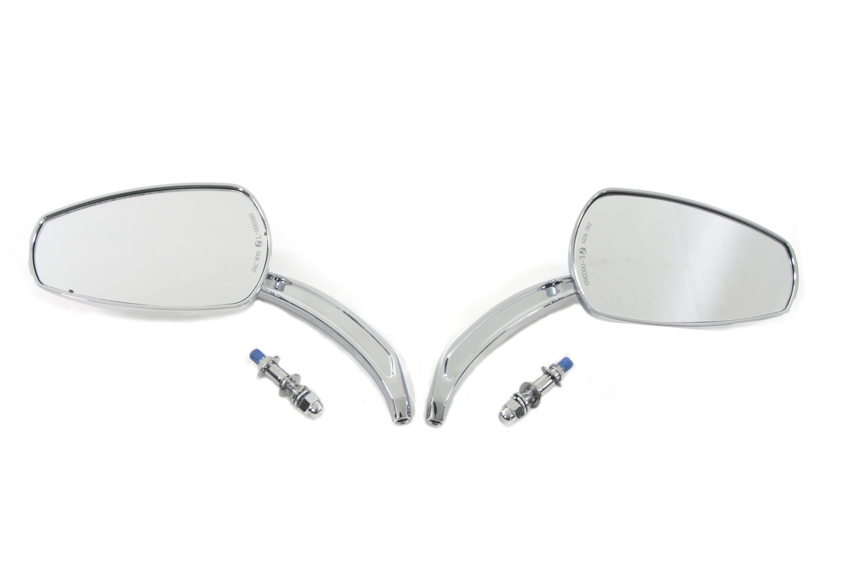 Chrome Tear Drop Mirror Set with Billet Stems - Click Image to Close