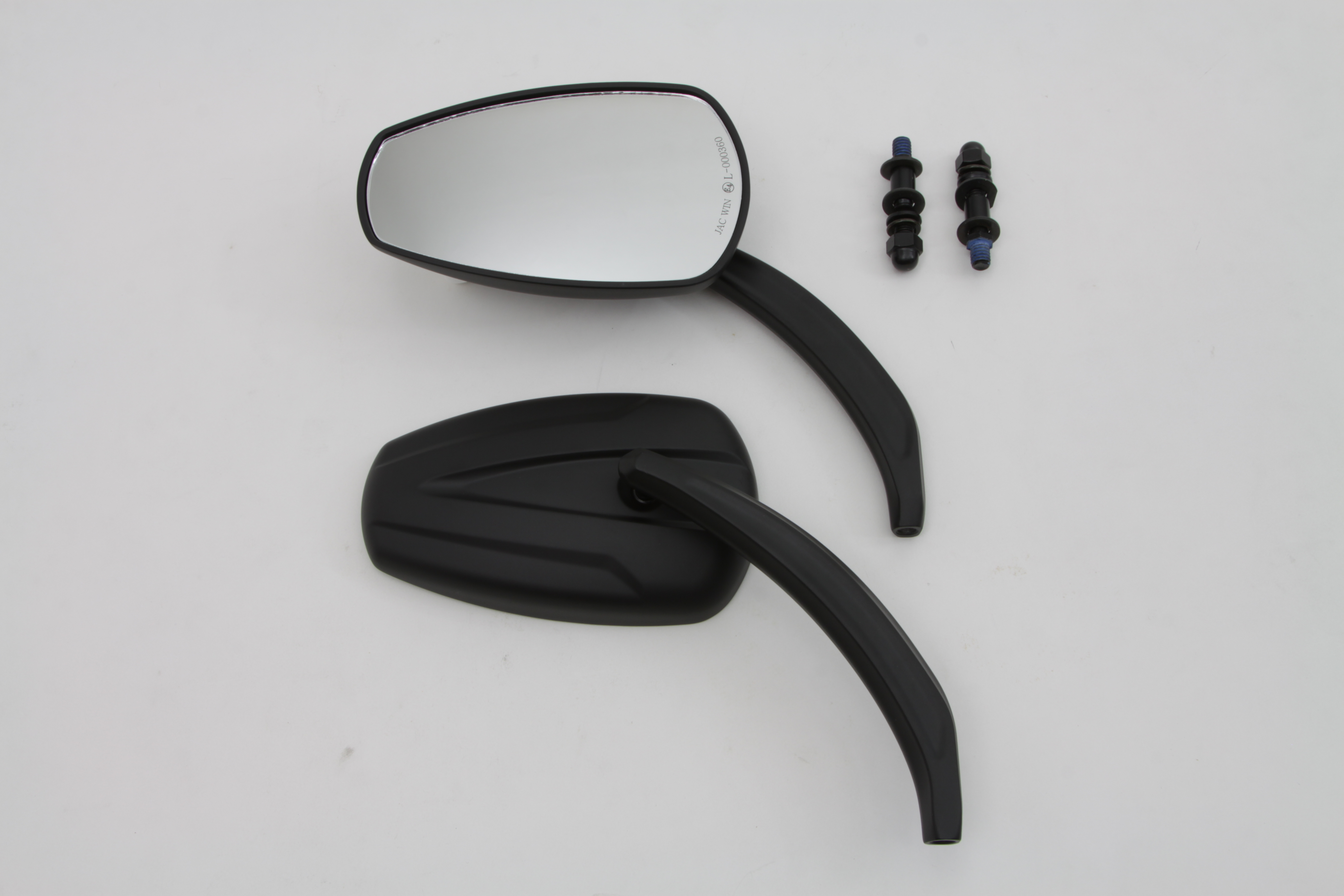 Black Tear Drop Mirror Set with Billet Stems - Click Image to Close