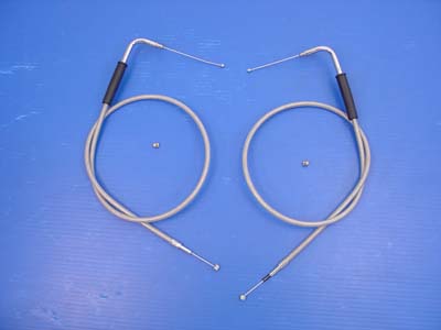 35" Stainless Steel Throttle and Idle Cable Set - Click Image to Close