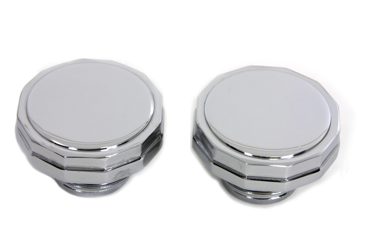 Chrome Hexagon Style Vented and Non-Vented Gas Cap Set - Click Image to Close