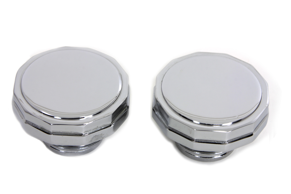 Chrome Hexagon Style Vented and Non-Vented Gas Cap Set