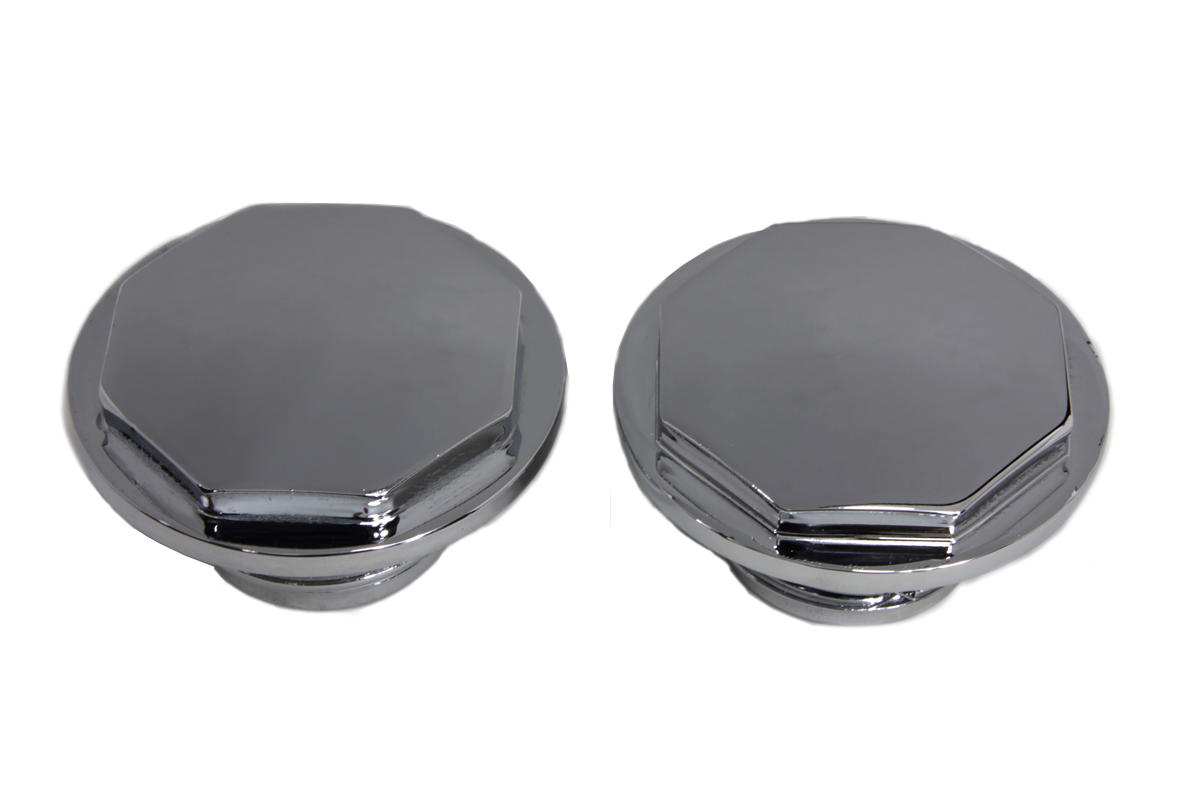 Chrome Button Head Hexagon Vented and Non-Vented Gas Cap Set - Click Image to Close