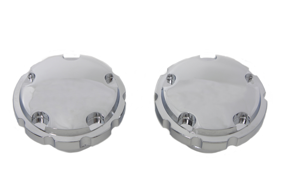 Chrome Techno Style Vented and Non-Vented Gas Cap Set - Click Image to Close