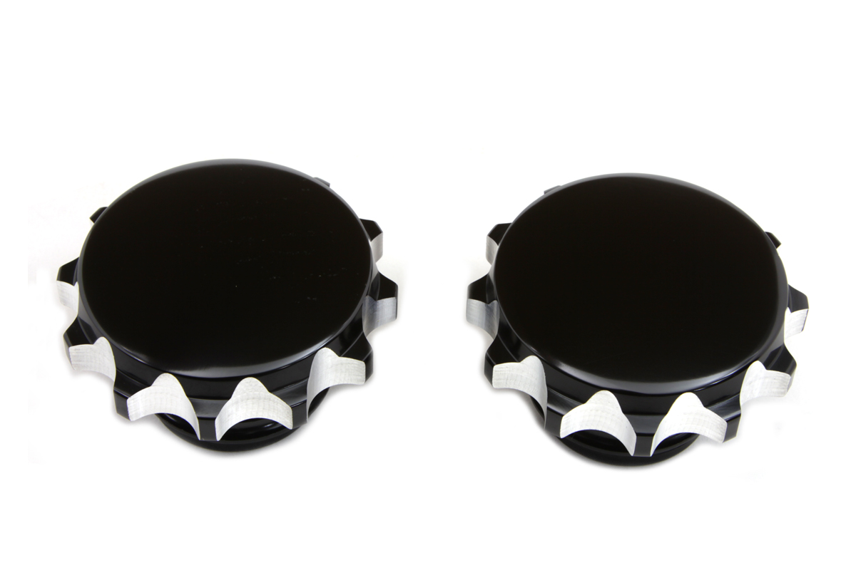Black Gear Cut Style Vented and Non-Vented Gas Cap Set