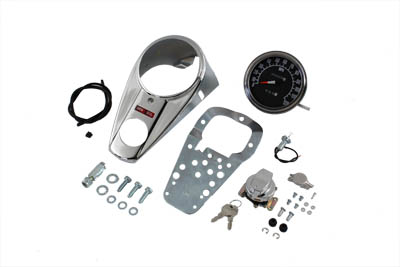 Chrome Two Light Dash Panel Kit with 1:1 Ratio Speedometer - Click Image to Close