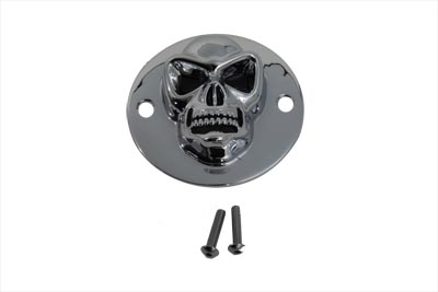 Skull Face Ignition System Cover Chrome - Click Image to Close