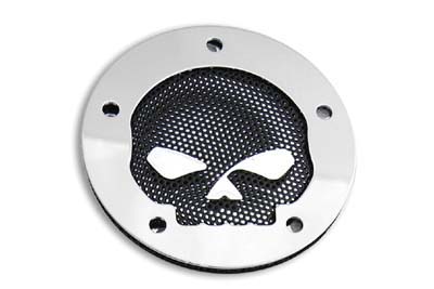 Black Mesh Skull Chrome Ignition System Cover - Click Image to Close