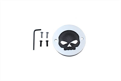 Black Mesh Skull Chrome Ignition System Cover - Click Image to Close