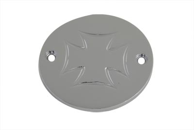 Chrome 2-Hole Maltese Ignition System Cover - Click Image to Close