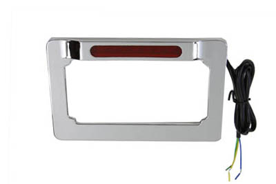 License Plate Frame Chrome Billet with LED Top Lamp - Click Image to Close
