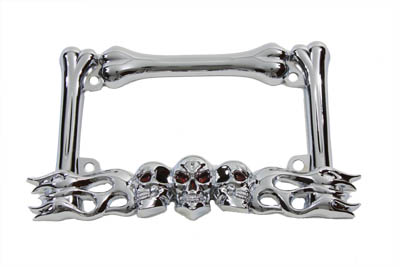 License Plate Frame Skull Style Chrome - Click Image to Close
