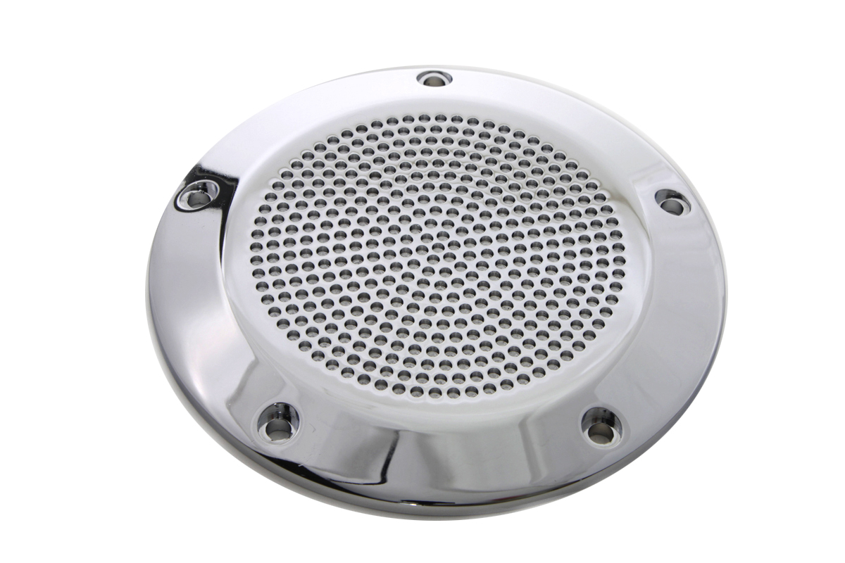 Chrome Perforated 5-Hole Derby Cover - Click Image to Close