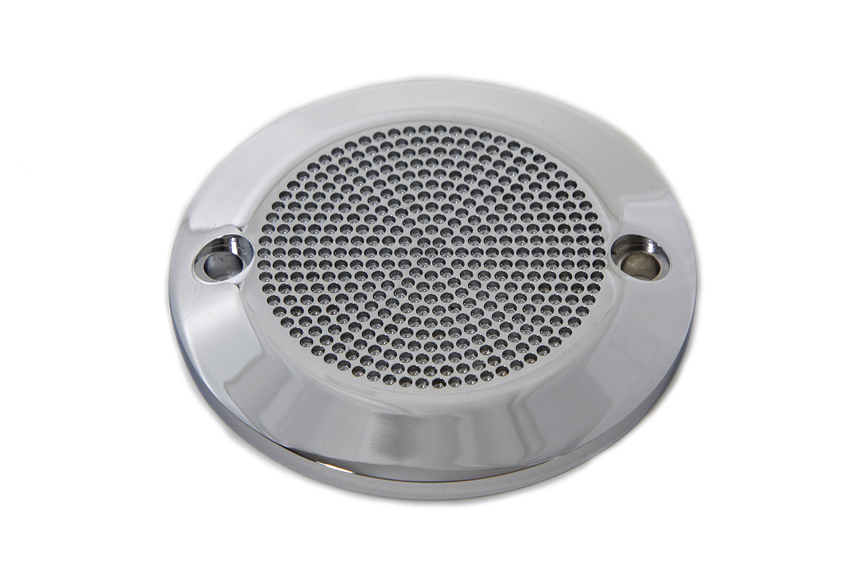 Chrome 2-Hole Perforated Ignition System Cover - Click Image to Close