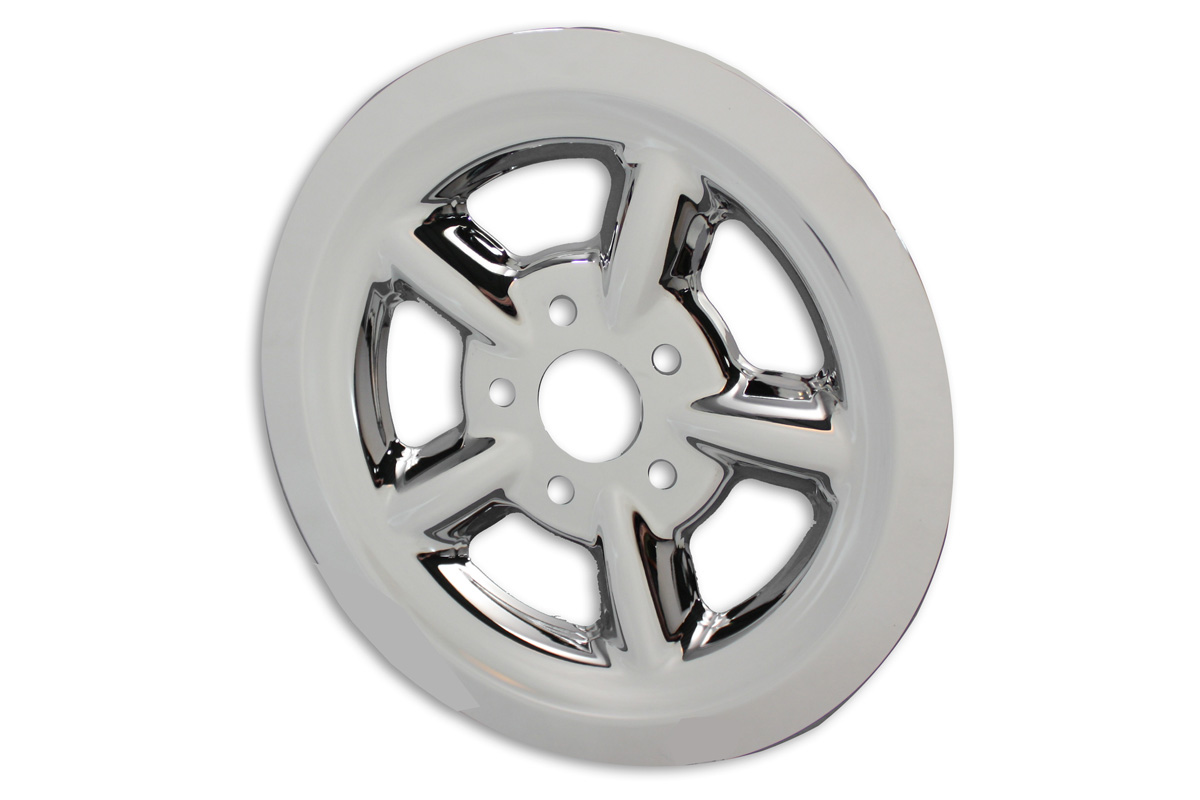Rear Pulley Cover 68 Tooth Chrome - Click Image to Close