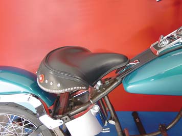 Black Leather Early Style Solo Seat - Click Image to Close