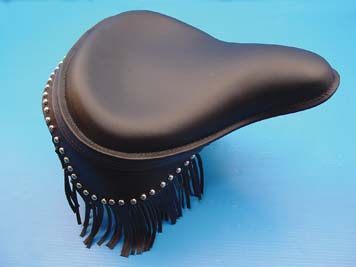 Black Leather Metro Fringe Solo Seat - Click Image to Close