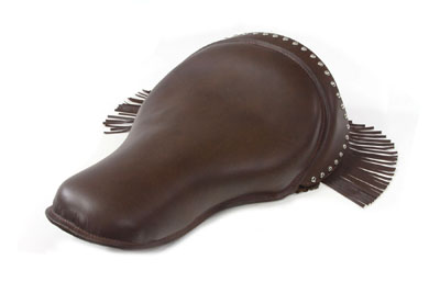 Brown Leather Buddy Seat with Fringe Skirt - Click Image to Close
