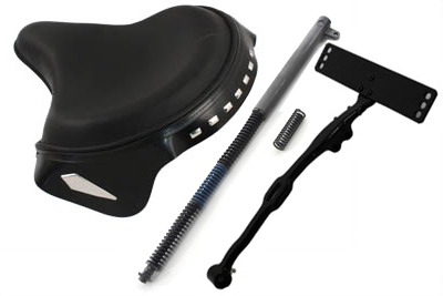 Black Leather Deluxe Solo Seat Kit - Click Image to Close
