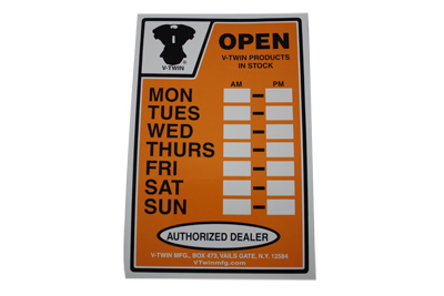 V-Twin Hours Sign, No Commercial Value