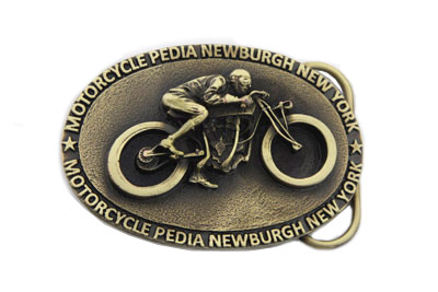 Motorcyclepedia Belt Buckle With Harley Hillclimber - Click Image to Close