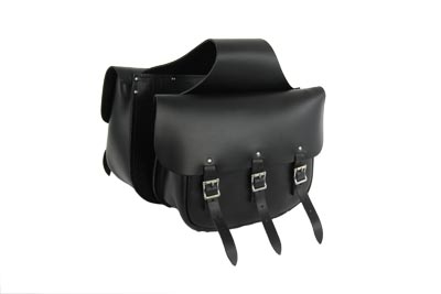 Black Leather Three Buckle Saddlebag Set - Click Image to Close