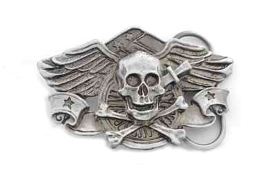 Skull with Wings Belt Buckle - Click Image to Close