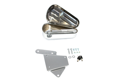 Oval Tool Box and Mount Kit Left Side Chrome