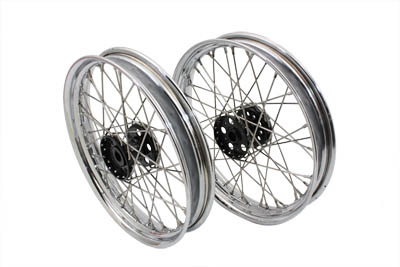 18" Rear Wheel with Black Hub, Chrome Rim, Stainless Spokes - Click Image to Close