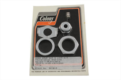 Chrome Rear Axle Nut and Lock Kit - Click Image to Close